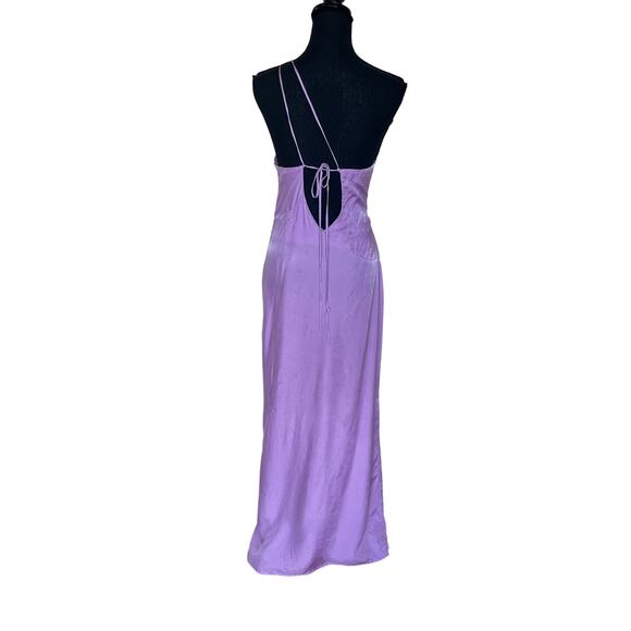 Suboo Purple One Shoulder Slip Maxi Dress LARGE Cocktail Designer Ruched $249 - Picture 9 of 10